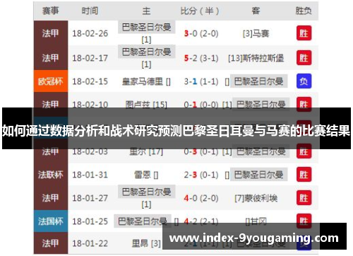 如何通过数据分析和战术研究预测巴黎圣日耳曼与马赛的比赛结果