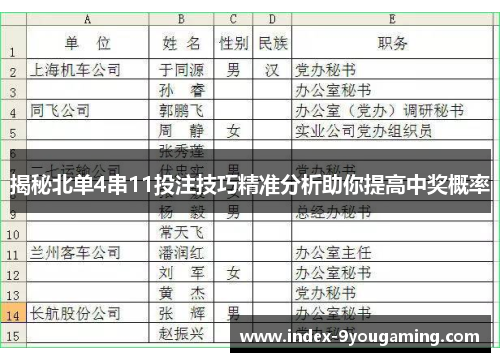 揭秘北单4串11投注技巧精准分析助你提高中奖概率
